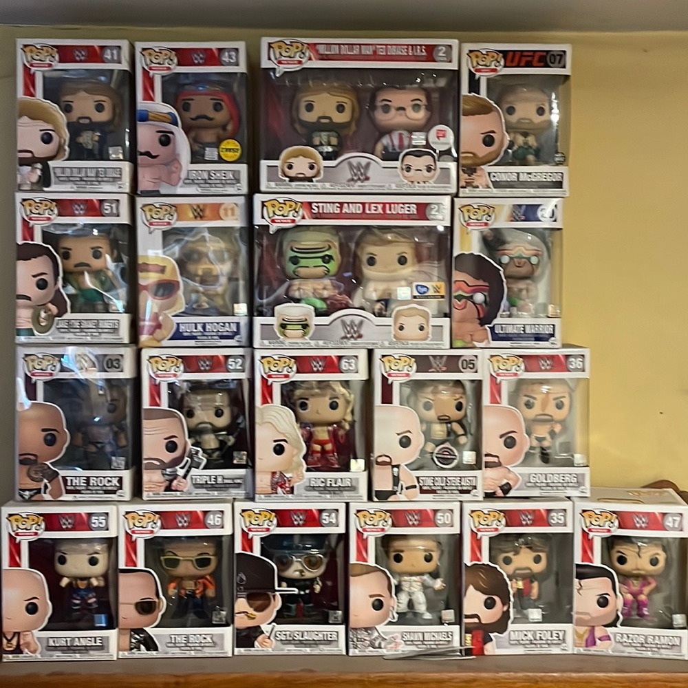 WWE POPs. Must buy all of them. Not selling any wrestlers solo (unless you $$$)